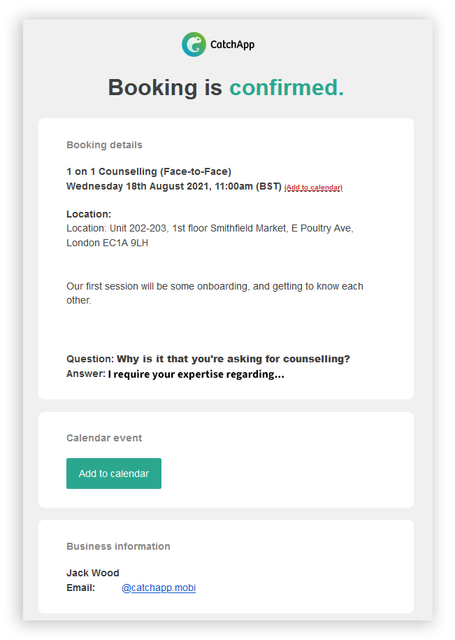 Email confirmation with answer